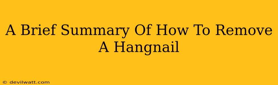 A Brief Summary Of How To Remove A Hangnail