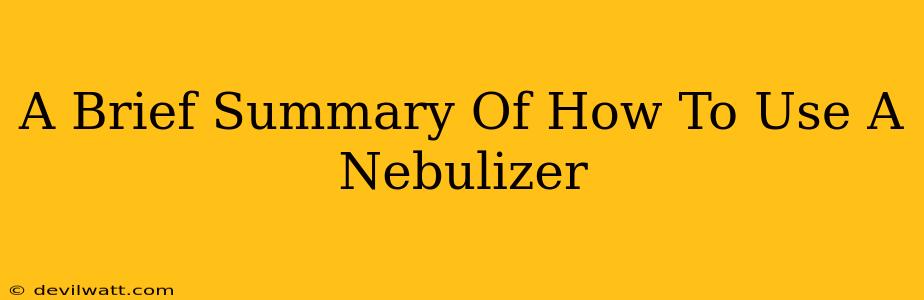 A Brief Summary Of How To Use A Nebulizer