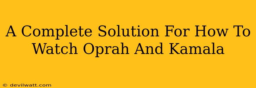 A Complete Solution For How To Watch Oprah And Kamala