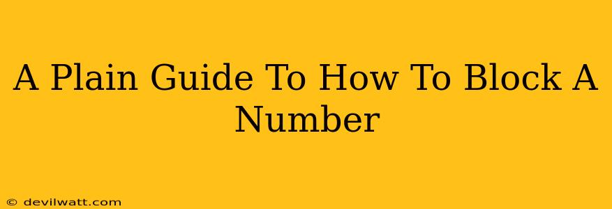 A Plain Guide To How To Block A Number