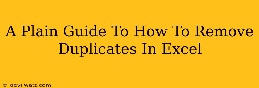 A Plain Guide To How To Remove Duplicates In Excel