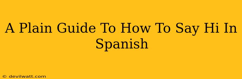 A Plain Guide To How To Say Hi In Spanish