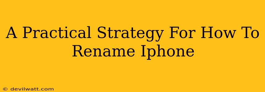 A Practical Strategy For How To Rename Iphone