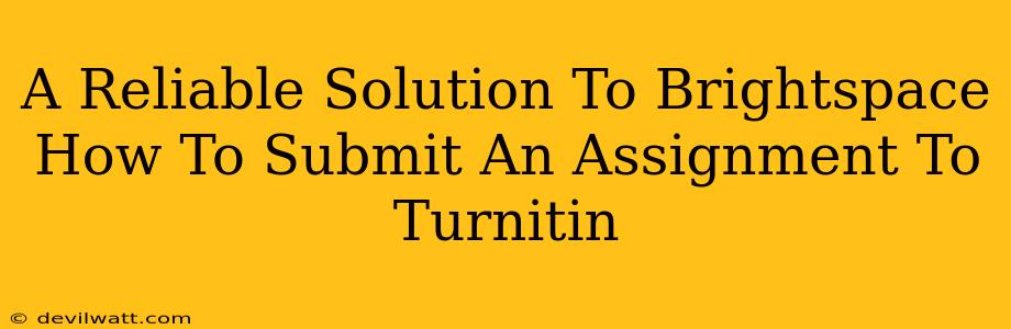 A Reliable Solution To Brightspace How To Submit An Assignment To Turnitin