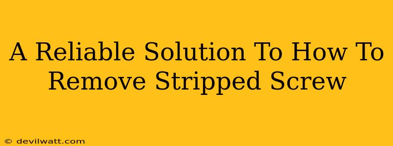 A Reliable Solution To How To Remove Stripped Screw