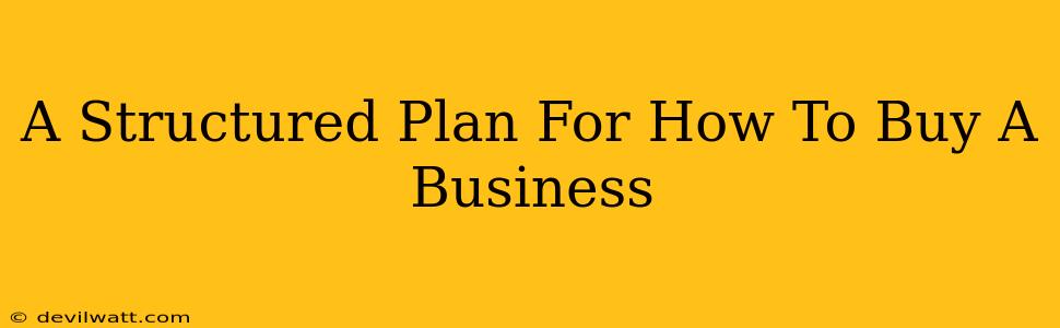 A Structured Plan For How To Buy A Business