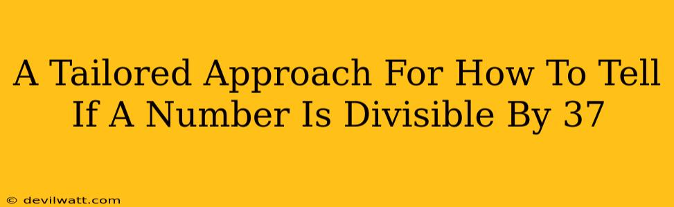 A Tailored Approach For How To Tell If A Number Is Divisible By 37