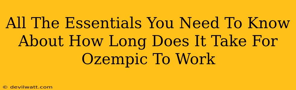 All The Essentials You Need To Know About How Long Does It Take For Ozempic To Work