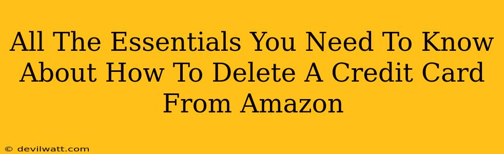 All The Essentials You Need To Know About How To Delete A Credit Card From Amazon