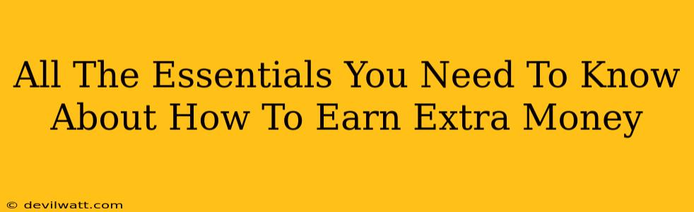 All The Essentials You Need To Know About How To Earn Extra Money