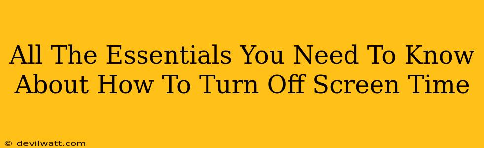 All The Essentials You Need To Know About How To Turn Off Screen Time