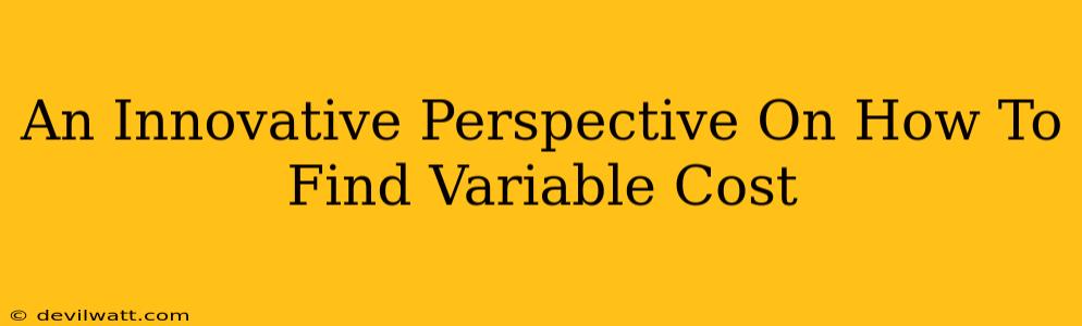 An Innovative Perspective On How To Find Variable Cost