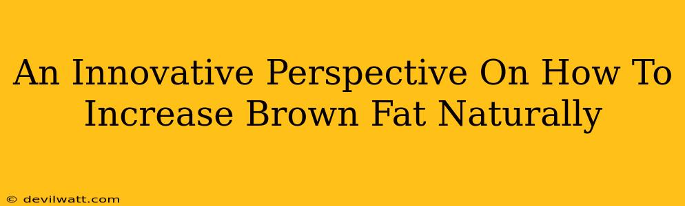 An Innovative Perspective On How To Increase Brown Fat Naturally