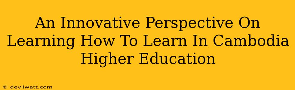 An Innovative Perspective On Learning How To Learn In Cambodia Higher Education