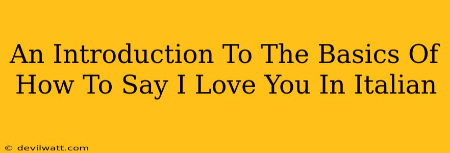 An Introduction To The Basics Of How To Say I Love You In Italian