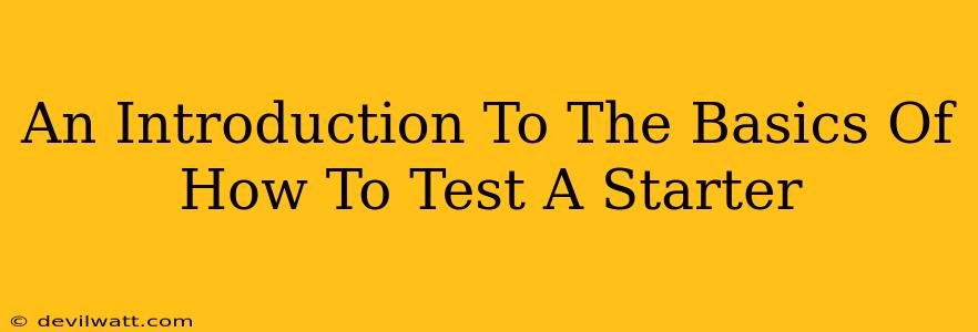 An Introduction To The Basics Of How To Test A Starter