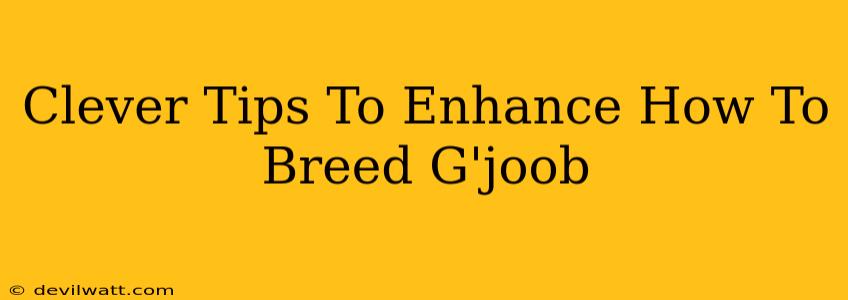 Clever Tips To Enhance How To Breed G'joob
