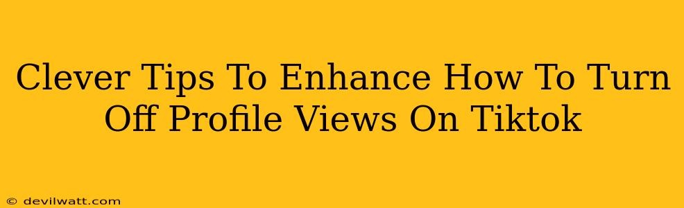 Clever Tips To Enhance How To Turn Off Profile Views On Tiktok