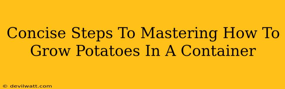 Concise Steps To Mastering How To Grow Potatoes In A Container