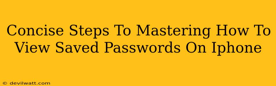 Concise Steps To Mastering How To View Saved Passwords On Iphone