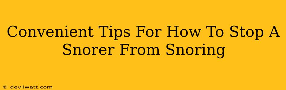 Convenient Tips For How To Stop A Snorer From Snoring