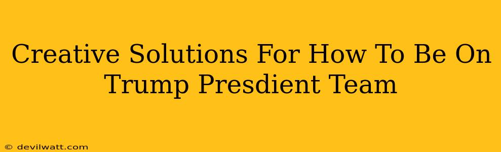 Creative Solutions For How To Be On Trump Presdient Team