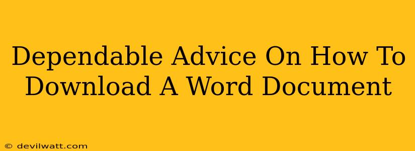 Dependable Advice On How To Download A Word Document