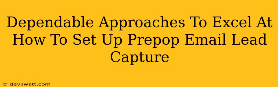 Dependable Approaches To Excel At How To Set Up Prepop Email Lead Capture