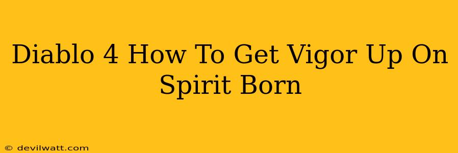 Diablo 4 How To Get Vigor Up On Spirit Born