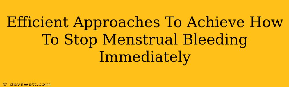 Efficient Approaches To Achieve How To Stop Menstrual Bleeding Immediately