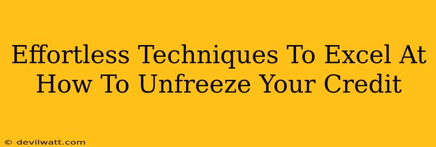 Effortless Techniques To Excel At How To Unfreeze Your Credit