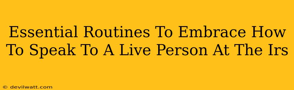 Essential Routines To Embrace How To Speak To A Live Person At The Irs