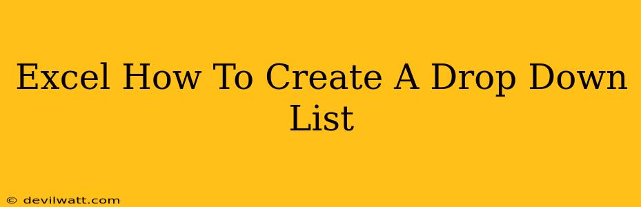 Excel How To Create A Drop Down List