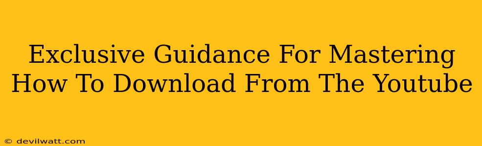 Exclusive Guidance For Mastering How To Download From The Youtube