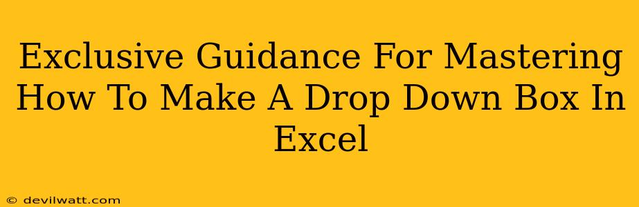 Exclusive Guidance For Mastering How To Make A Drop Down Box In Excel