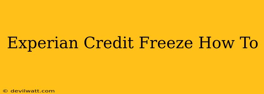 Experian Credit Freeze How To