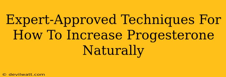 Expert-Approved Techniques For How To Increase Progesterone Naturally