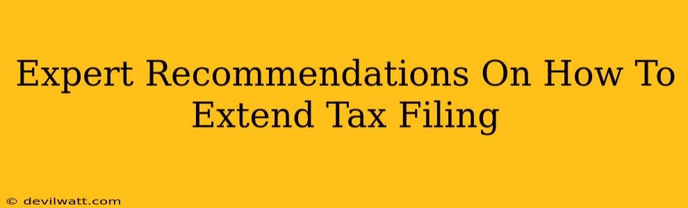Expert Recommendations On How To Extend Tax Filing