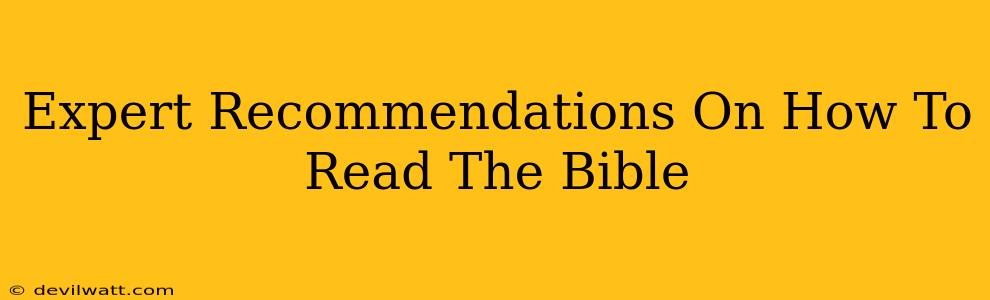 Expert Recommendations On How To Read The Bible