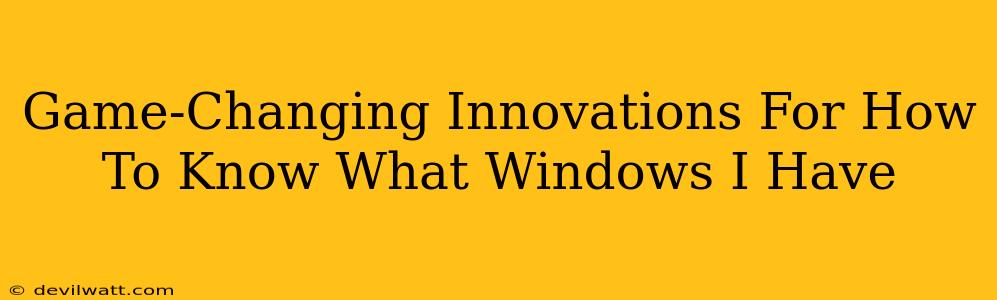 Game-Changing Innovations For How To Know What Windows I Have