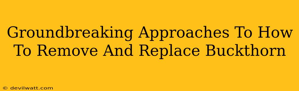 Groundbreaking Approaches To How To Remove And Replace Buckthorn