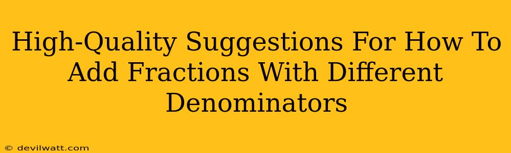 High-Quality Suggestions For How To Add Fractions With Different Denominators