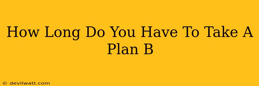 How Long Do You Have To Take A Plan B