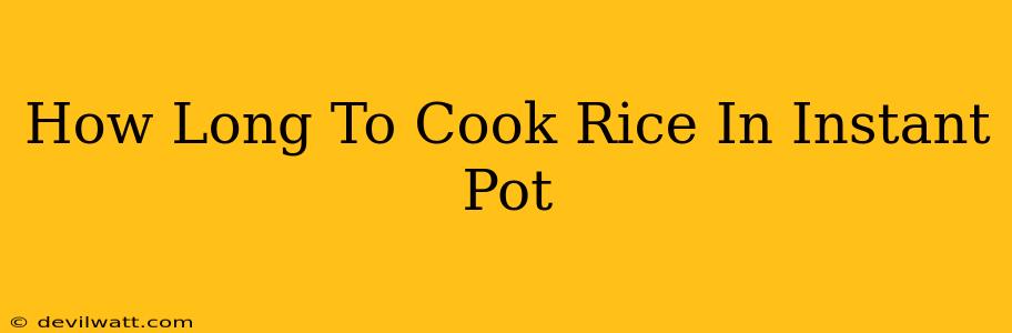 How Long To Cook Rice In Instant Pot