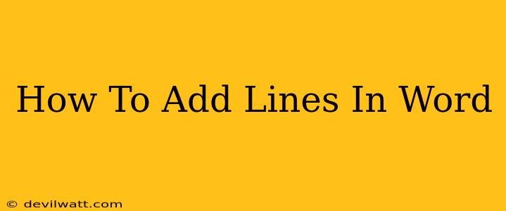 How To Add Lines In Word