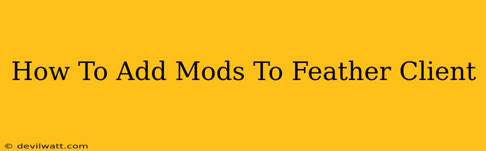 How To Add Mods To Feather Client