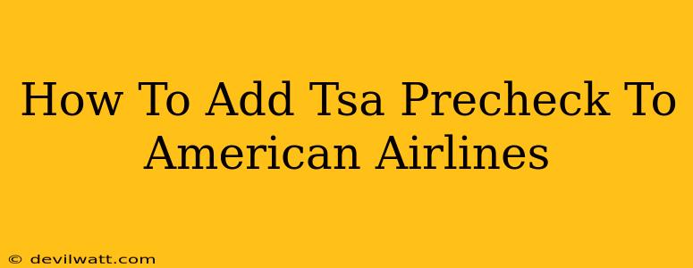 How To Add Tsa Precheck To American Airlines