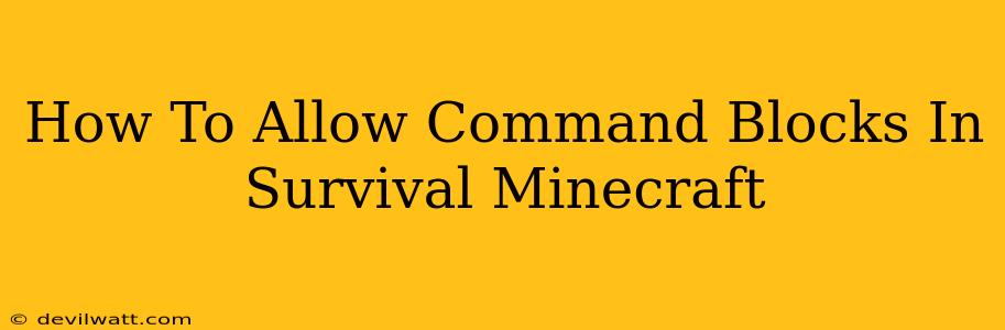 How To Allow Command Blocks In Survival Minecraft