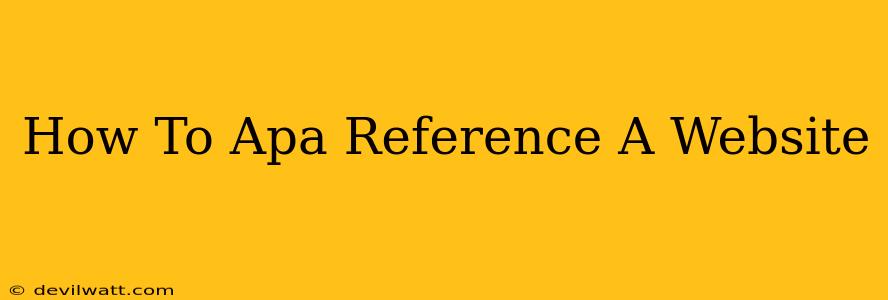 How To Apa Reference A Website