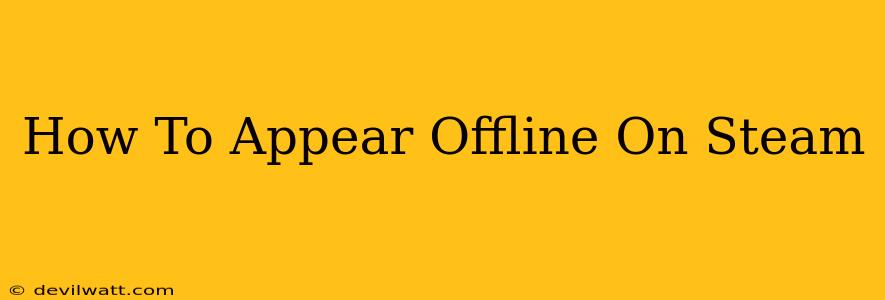 How To Appear Offline On Steam